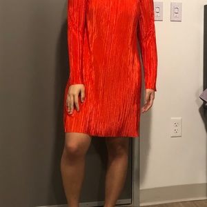 RED METALLIC SATIN DRESS ❤️